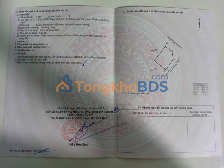 Bán đất Ngãi Chánh 3, An Nhơn 122m² - Lô Góc Mặt Tiền Đường Lớn 12m