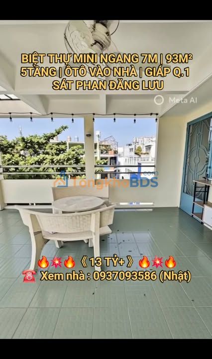 Biệt Thự Mini Ngang 7m - 93m² - 5 Tầng - Ôtô Vào Nhà - Giáp Q.1