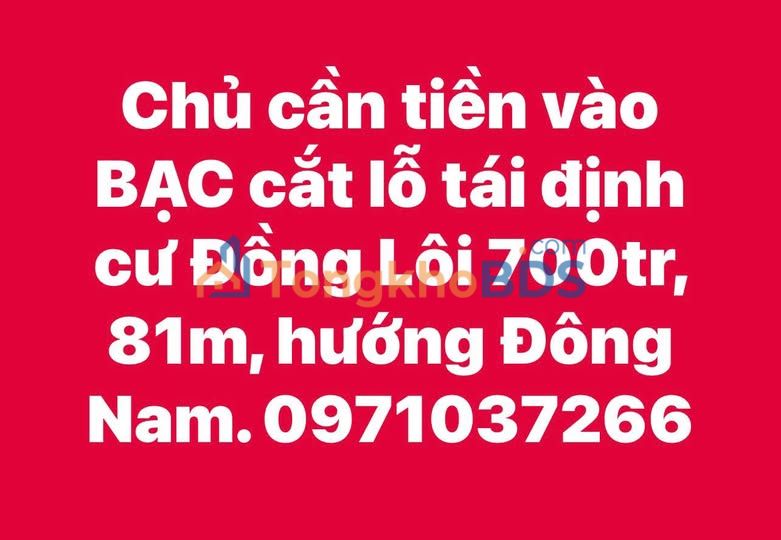 Đất Tái Định Cư Đồng Lôi 81m² - Cắt Lỗ Sâu 700 Triệu Hướng Đông Nam