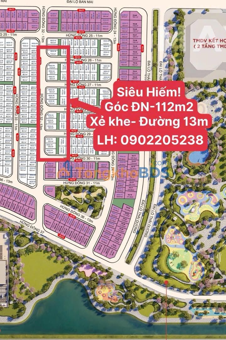 Đất nền Đan Phượng 112m² - Góc Đông Nam - Đường 13m
