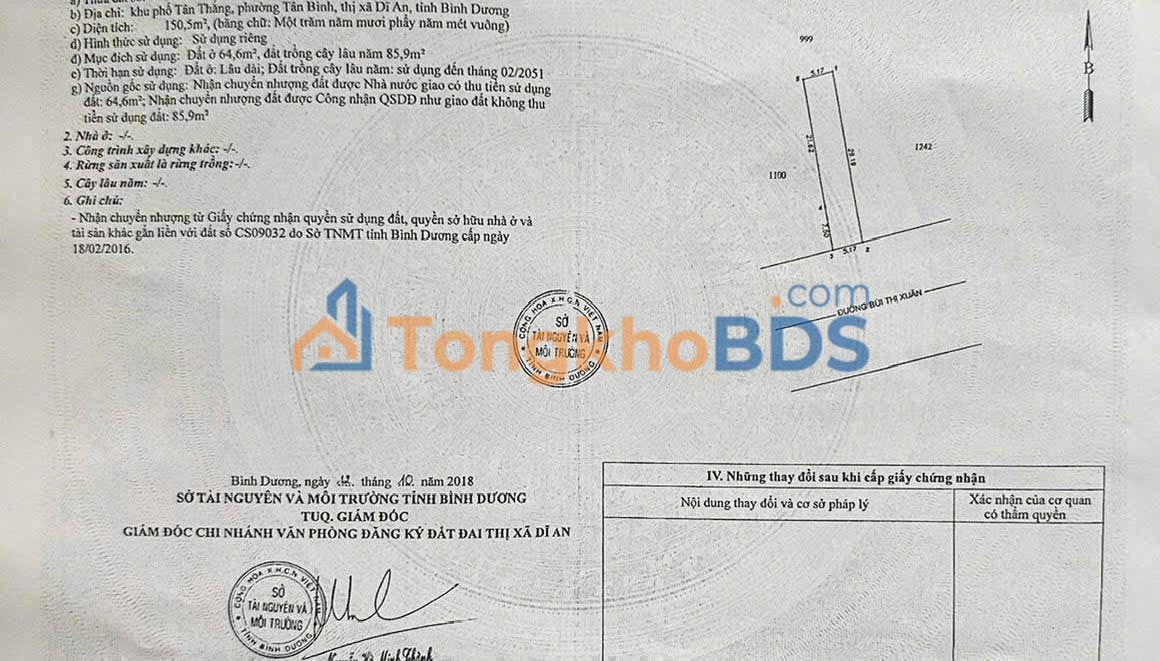 Nhà Mặt Tiền Bùi Thị Xuân, Dĩ An - 5.2x30m, 5 Tỷ, KD Sầm Uất