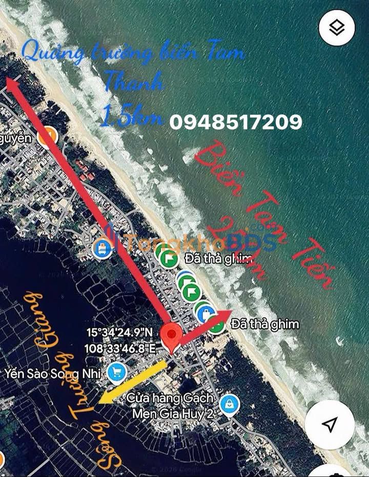 Đất nền 2 mặt tiền biển Tam Tiến 235m² - Giá 950 triệu, sát biển