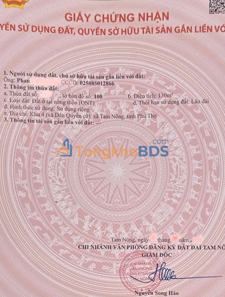 Đất Nền Tam Nông 130m² - Sổ Đỏ Sẵn Sàng, Giá Đầu Tư Cực Tốt