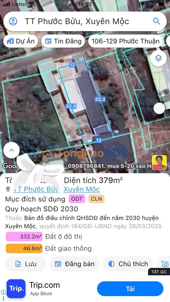 Đất 576m² MT Trần Phú, Phước Bửu - 300 Triệu, Sổ Đỏ Sẵn