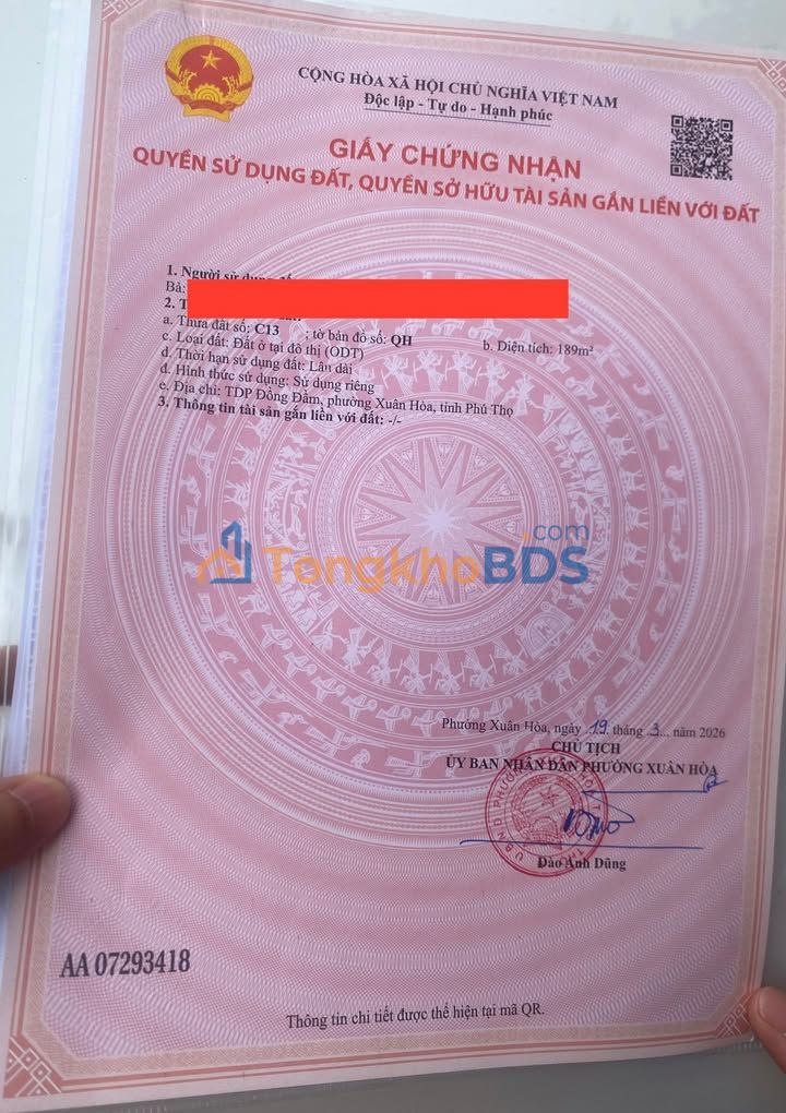 Đất đấu giá Chợ Tình, Phúc Yên 189m² - Sổ đỏ sẵn sàng, tiềm năng sinh lời cao