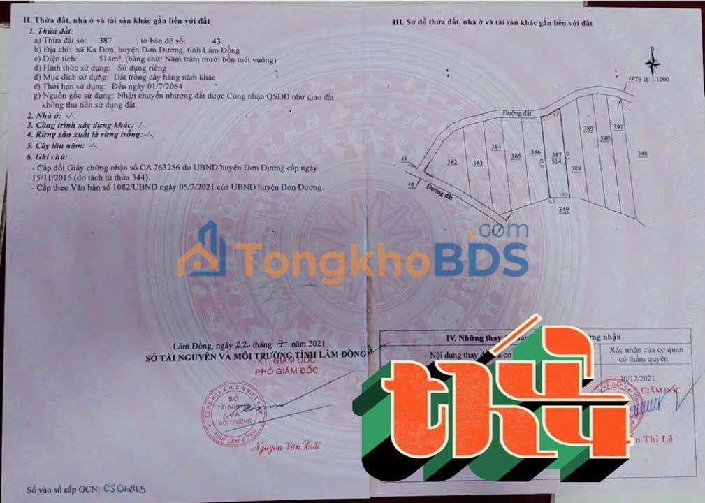 Đất nền Đạ Ròn, Đơn Dương 514m² - Sổ hồng riêng, giá chỉ 550 triệu