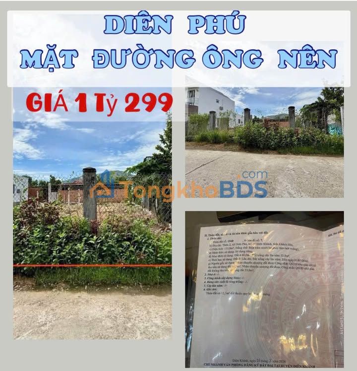 Bán Đất Diên Phú, Diên Khánh 113.8m² Sổ Đỏ Riêng - Giá Tốt Đầu Tư