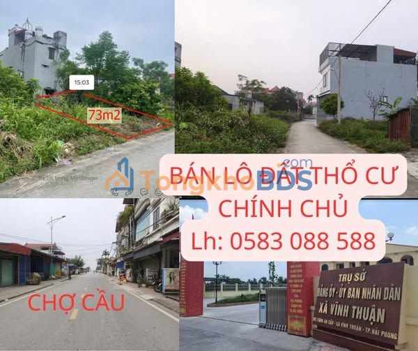 Đất Thổ Cư Vĩnh Bảo 73m² - Sổ Đỏ Chính Chủ, Gần Chợ Cầu
