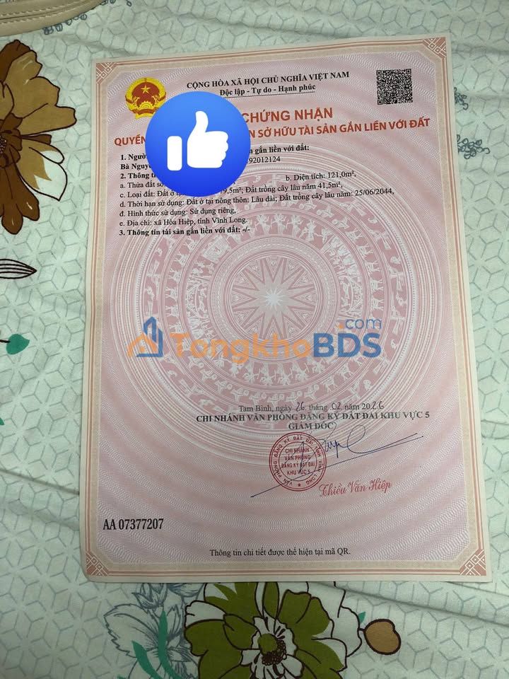 Đất Nền Tam Bình Vĩnh Long 120m² - Sổ Hồng Full Thổ Cư, Giá 275 Triệu