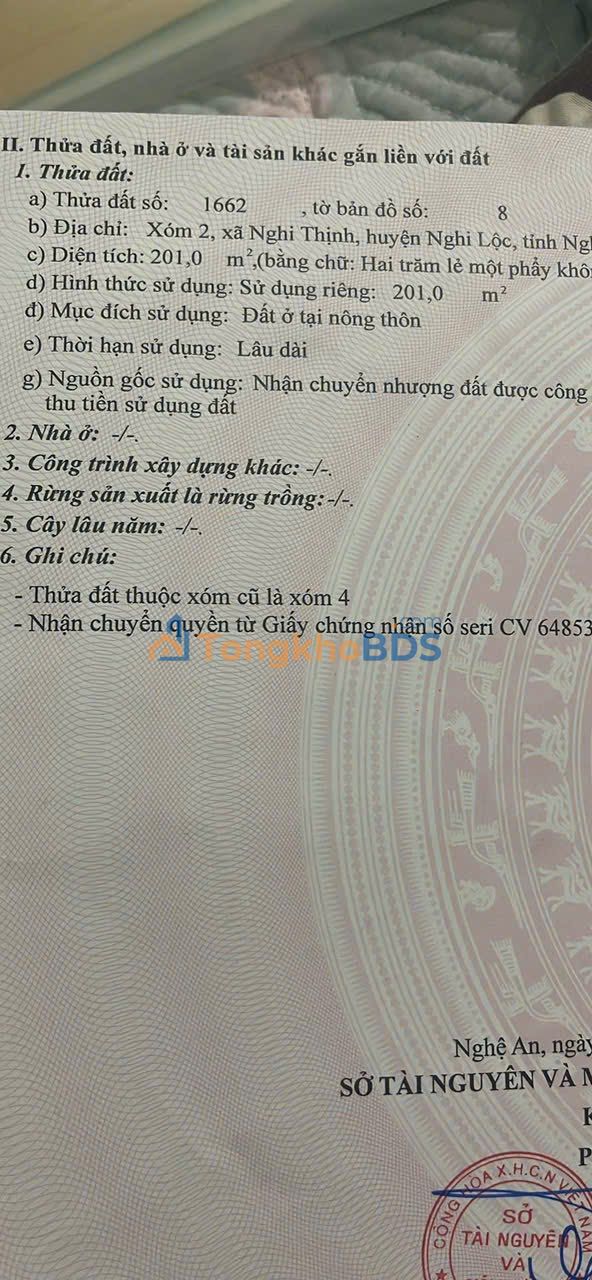 Bán đất Nghi Lộc, Nghệ An - 201m² hướng Nam, giá tốt