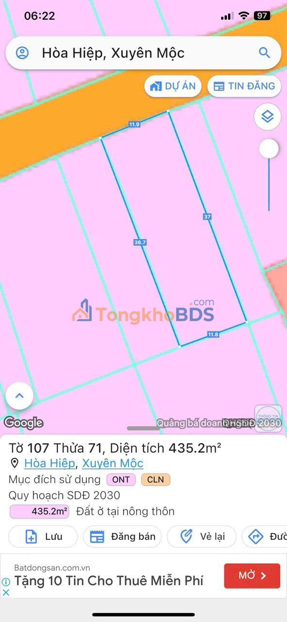 Bán đất Xuyên Mộc 435m² - Sổ đỏ sẵn, khu dân cư, đầu tư sinh lời