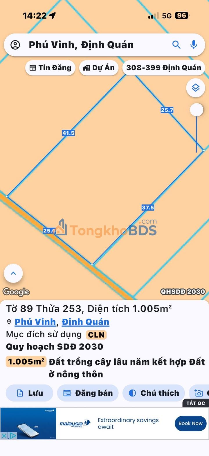 Đất Sào Sổ Hồng Riêng 1025m² Tại Duy Vinh - Giá 460 Triệu