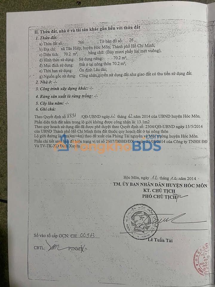 Bán Đất Hóc Môn 85m² - Đường Thông, Sổ Hồng Sẵn Sàng - Giá 2.5 Tỷ