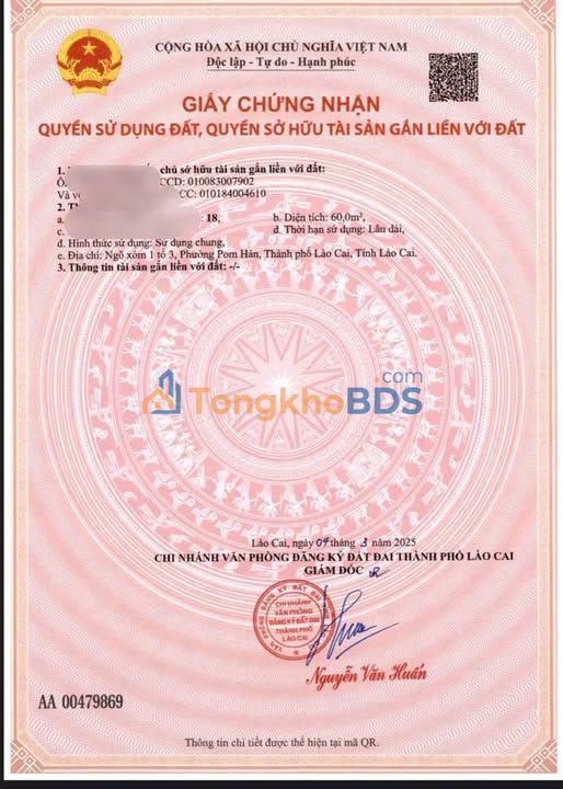 Đất nền Lào Cai 60m² giá 725 triệu - Sổ đỏ chính chủ, gần chợ Pom Hán