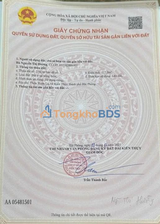 Bán Đất Nền Lô Góc 117m² Xuân La, Kiến Thụy - Sổ Hồng Chính Chủ