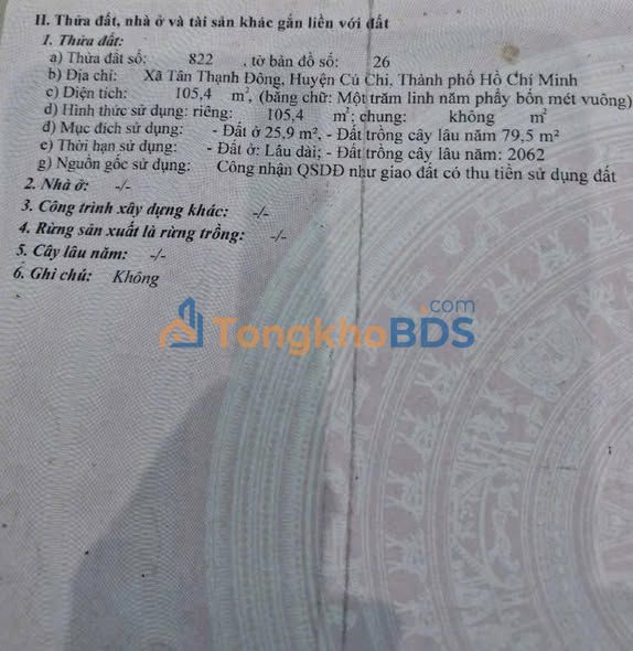Nhà Cấp 4 Sổ Hồng Riêng Tân Thạnh Đông Củ Chi - 105m² Giá 1.8 Tỷ