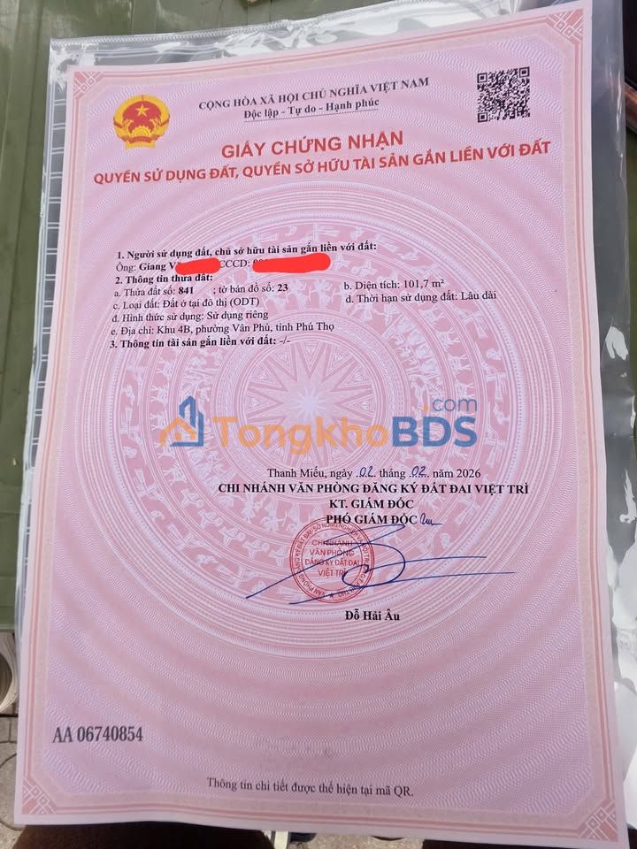 Đất nền Vân Phú Việt Trì 101m² - Sổ đỏ sẵn, 2.x Tỷ