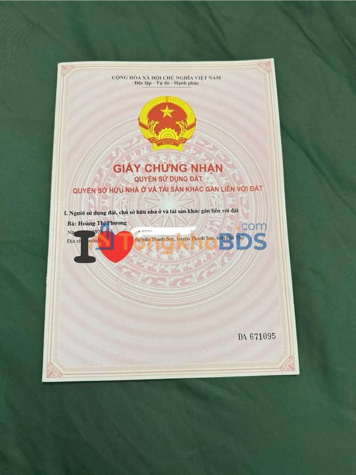 Đất thổ cư 130m² Phố Hoàng Sơn, Thanh Sơn - Sổ hồng sẵn, giá 1 tỷ