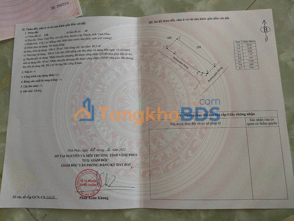 Đất Lô Góc Liễn Sơn, Lập Thạch 118m² - Giá Đầu Tư 6xx Triệu