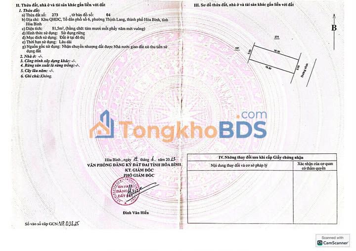 Đất nền 81.5m² Đông Nam, TP Hòa Bình - Giá 2.4 tỷ, Chính chủ bán gấp!