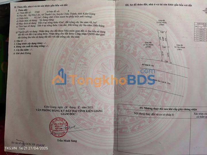 Bán Đất Nền 100m² Ấp Hoà Lộc, Châu Thành, An Giang - Giá 560 Triệu Hướng Nam