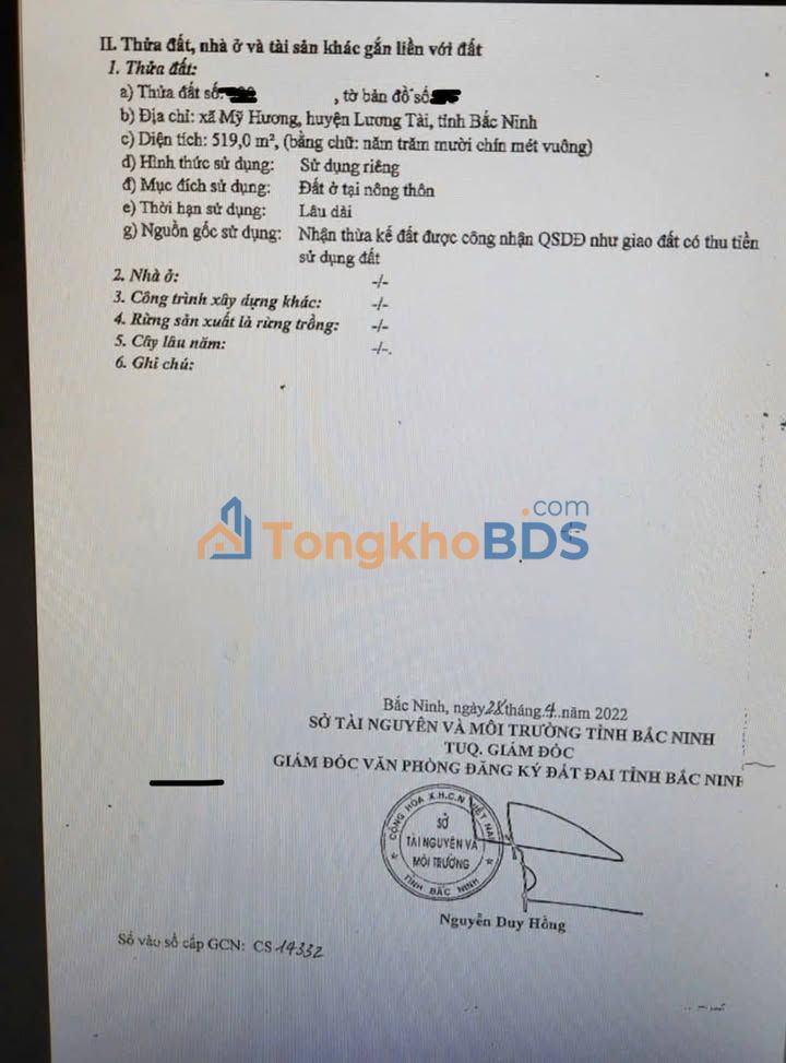 Đất Vườn 57666m² Lương Tài, Bắc Ninh - Giá Đầu Tư 519 Triệu