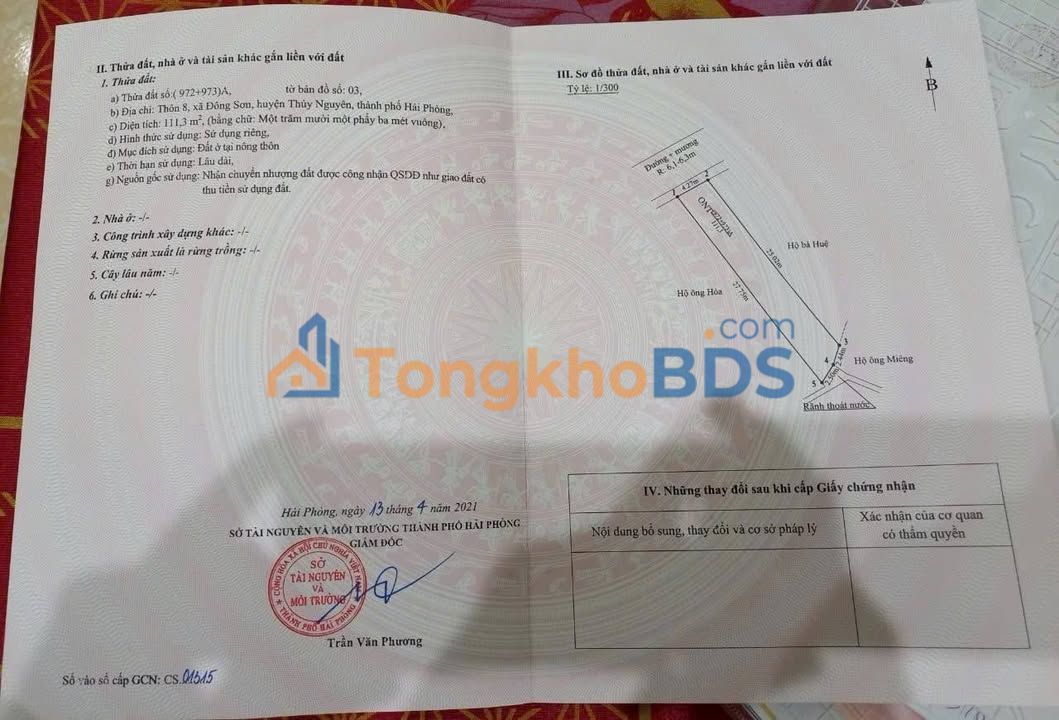 Bán Đất Mặt Đường Đông Sơn (cũ) Thủy Nguyên - 111m² - Kinh Doanh Thuận Lợi