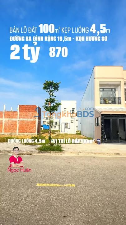 Đất nền 100m² Mặt tiền Ba Đình, Huế - Sổ hồng sẵn, giá 2.87 tỷ
