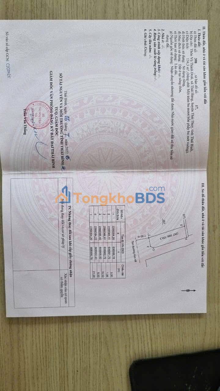 Đất nền góc đường trục xã Thái Ninh, Thái Thụy - 134m² full thổ cư, kinh doanh tốt