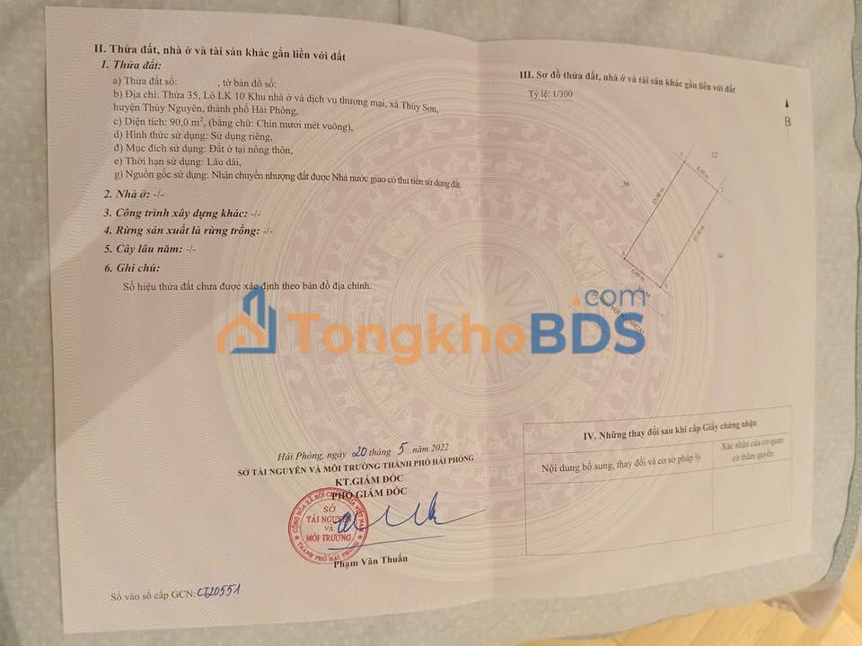 Bán đất nền Thủy Nguyên, Hải Phòng 90m² - Vị trí trung tâm, giá đầu tư