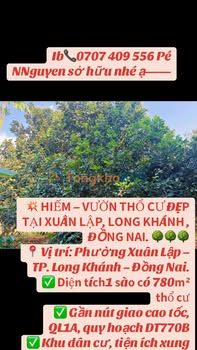 Đất Vườn Thổ Cư 1140m² P. Xuân Lập, Long Khánh - 2.7 Tỷ, Sổ Hồng Sẵn