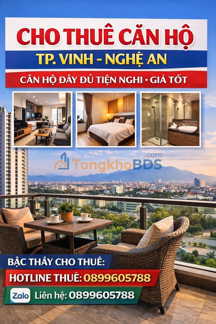 Cho Thuê Căn Hộ Cao Cấp TP Vinh - Linh Hoạt Theo Ngày/Tháng