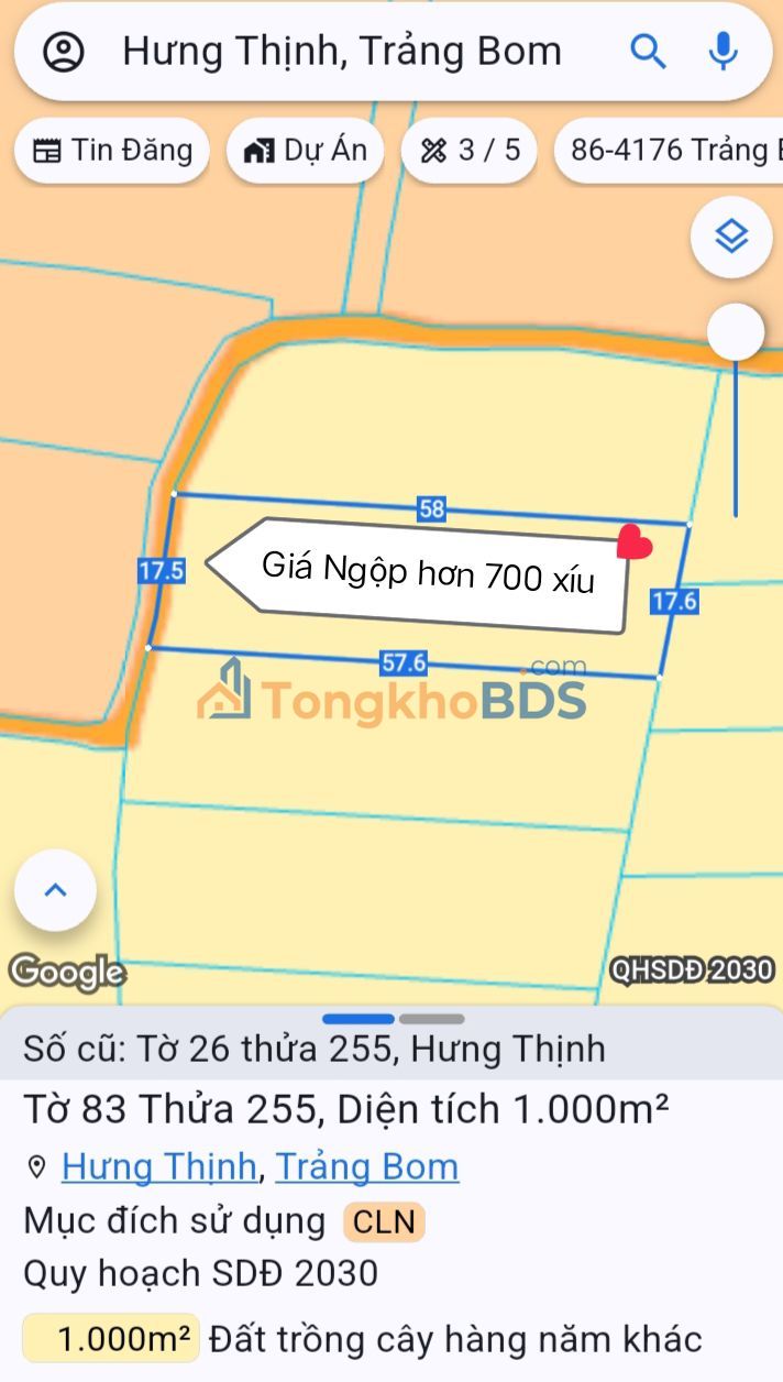 Bán Gấp Đất Nền 1000m² Trảng Bom, Đồng Nai - Giá Đầu Tư 700 Triệu