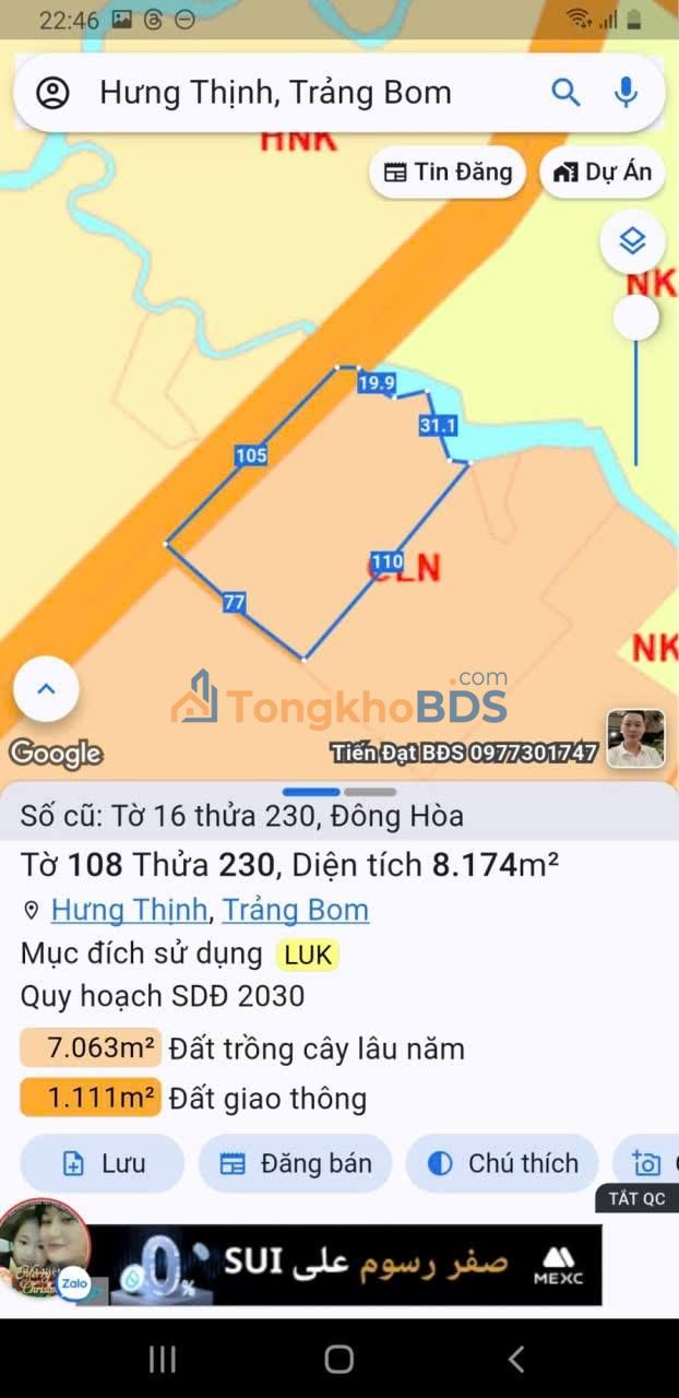 Đất Vàng Đồng Nai: 17800m² Mặt Tiền Đường Nhựa Trung Hòa, Trảng Bom - Giá Đầu Tư 1.8 Tỷ/Sào