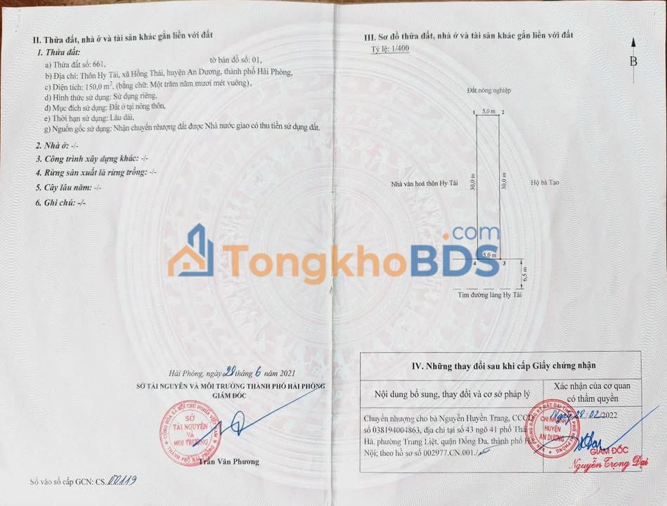 Đất nền 150m² mặt đường trục thôn Hy Tái, Ngô Quyền - Giá đầu tư 3.x tỷ