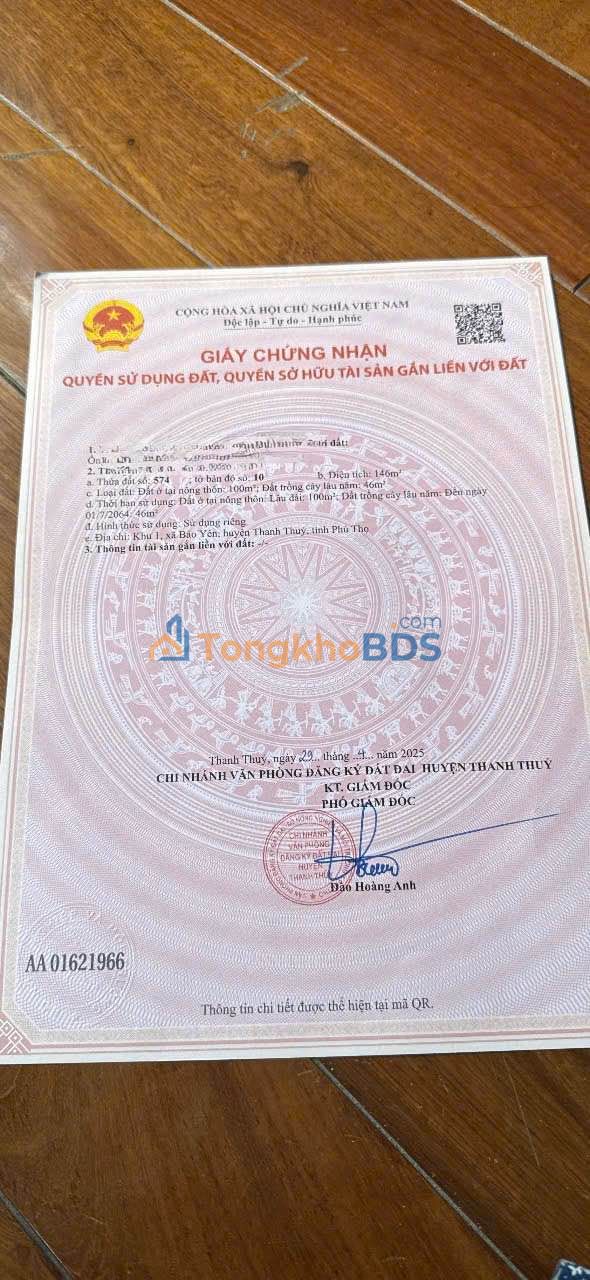 Bán Đất 146m² Xã Bảo Yên, Thanh Thủy, Phú Thọ - Sổ Đỏ Sẵn Sàng