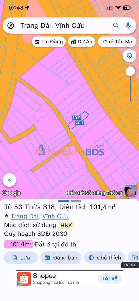 Bán Đất Thổ Cư Phường Trảng Dài, Biên Hòa - Sổ Hồng Riêng, Đường 7m
