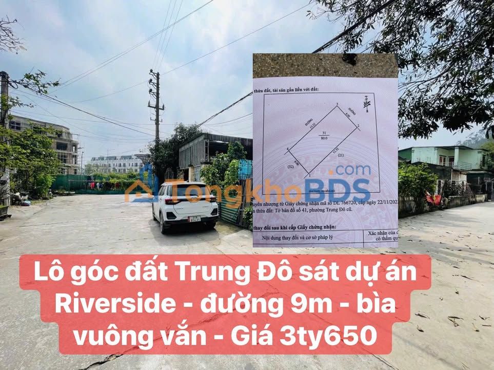 Bán Đất Lô Góc Trung Đô, TP Vinh - 80m², Sổ Đỏ Chính Chủ, Kinh Doanh Đỉnh