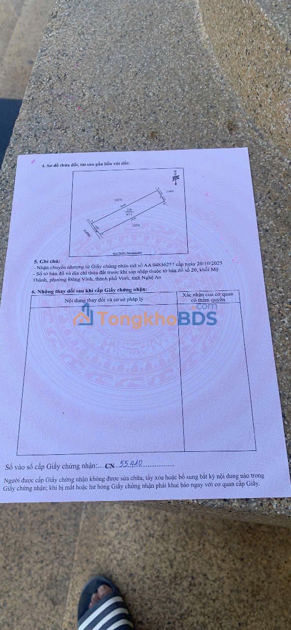 Bán đất Phường Đông Vĩnh, TP Vinh 80m² Hướng Đông - Giá 3.2 Tỷ