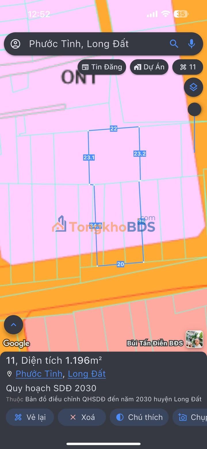 Bán Đất Vàng Phước Tỉnh, Bà Rịa - 1100m² Thổ Cư, Mặt Tiền 20m - Giá 22 Tỷ