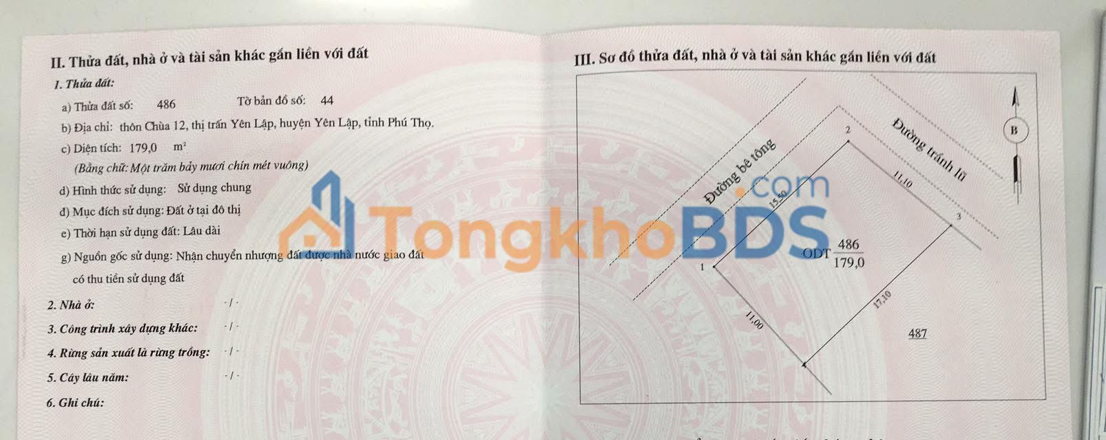 Đất nền 179m² 2 mặt tiền Yên Lập - Kinh doanh sầm uất, giá hơn 2 tỷ