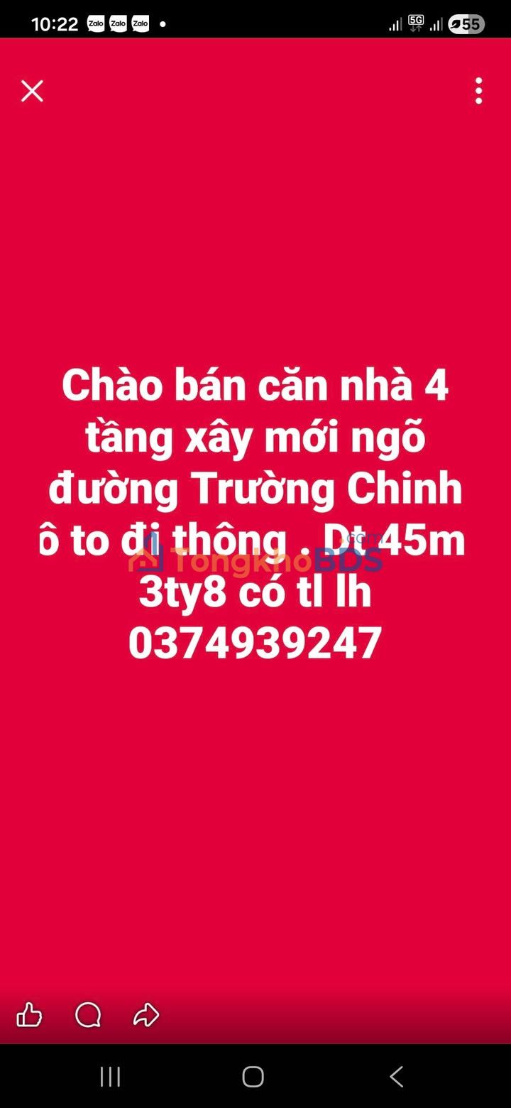 Nhà 4 Tầng Trường Chinh Nam Định 45m² - Ô Tô Vào Nhà, Giá 3.8 Tỷ