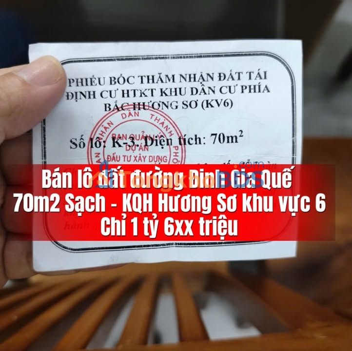 Đất nền Hương Sơ 70m² đường Đinh Gia Quế - Sổ đỏ chính chủ, giá 1.65 tỷ
