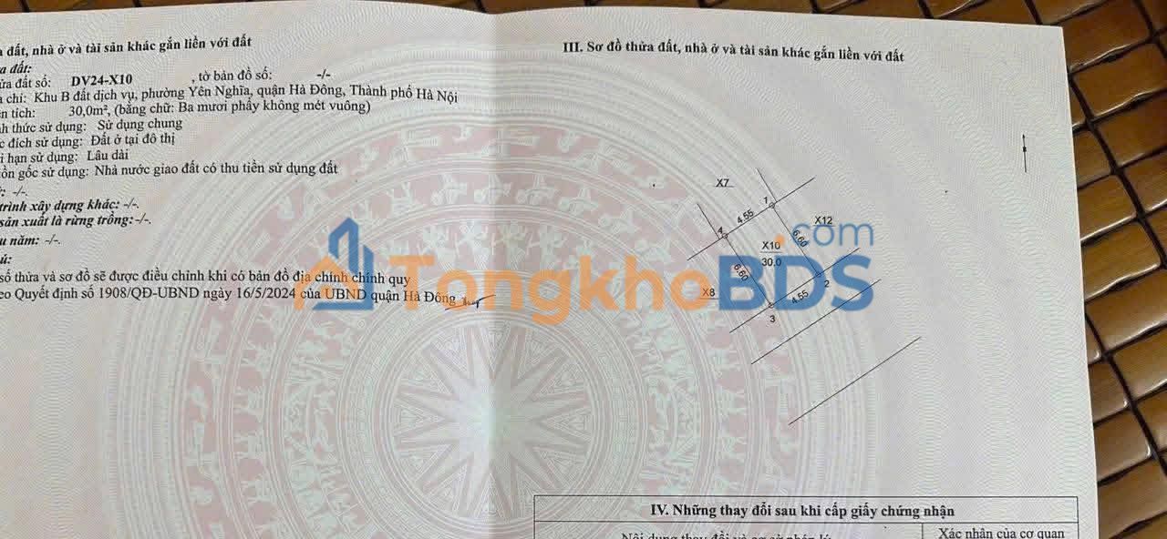 Bán đất tái định cư Yên Nghĩa 30m², Hướng Đông Nam - Kinh doanh tiềm năng