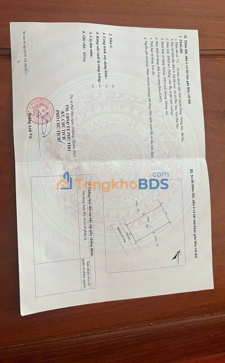 Đất Nền Phú Thọ 300m² Sổ Đỏ Thổ Cư - Vị Trí Đắc Địa Kinh Doanh