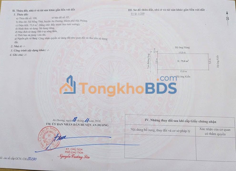 Đất Xích Thổ An Dương 75m² Sổ Đỏ Chính Chủ - Giá Tốt Đầu Tư