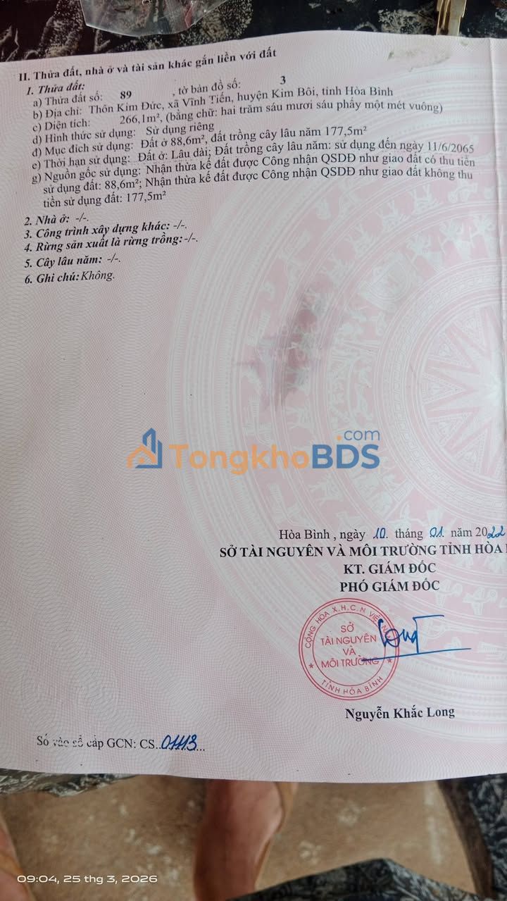 Bán Đất Mặt Tiền 264m² Đường 448, Hòa Bình - Sẵn Sổ Đỏ TC