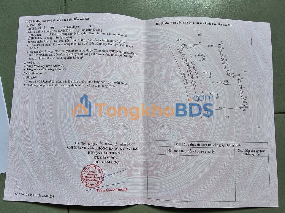 Đất Nền Long Tân Dầu Tiếng 5220m² - Sổ Hồng Thổ Cư, Giá Ngộp Đầu Tư