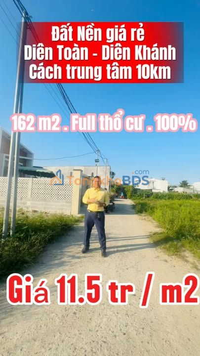 Đất Nền Diên Khánh 160m² Full Thổ Cư - Giá F0 Chỉ 1.86 Tỷ