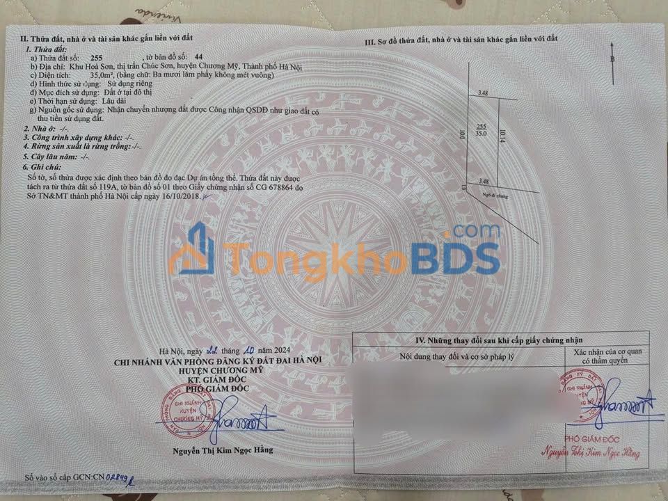 Bán Đất TDP Hoà Sơn, Chúc Sơn 35m² - Sổ Đỏ Sẵn Sàng - Giá Tốt